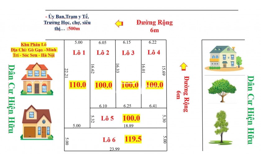 Chuyển Nhượng 6 Lô Đất F0 tại Minh Trí, Sóc Sơn, Hà Nội.